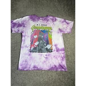Goosebumps Shirt Mens M The Haunted School Purple Tie Dye Crew Neck Cotton